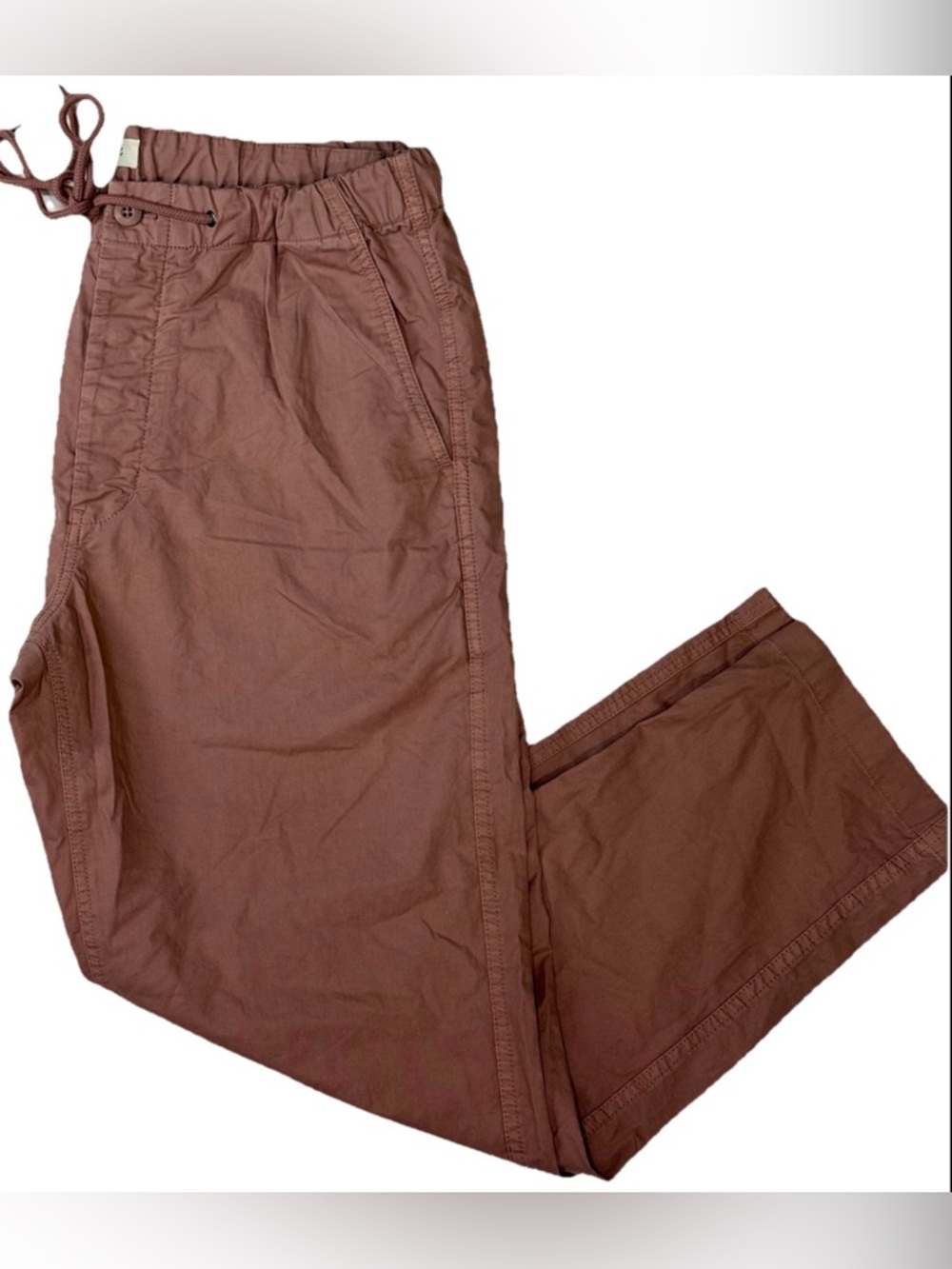 Madewell Cotton Blush Pink Pull On Utility Pants L Relaxed Wide Leg Travel  NWT
